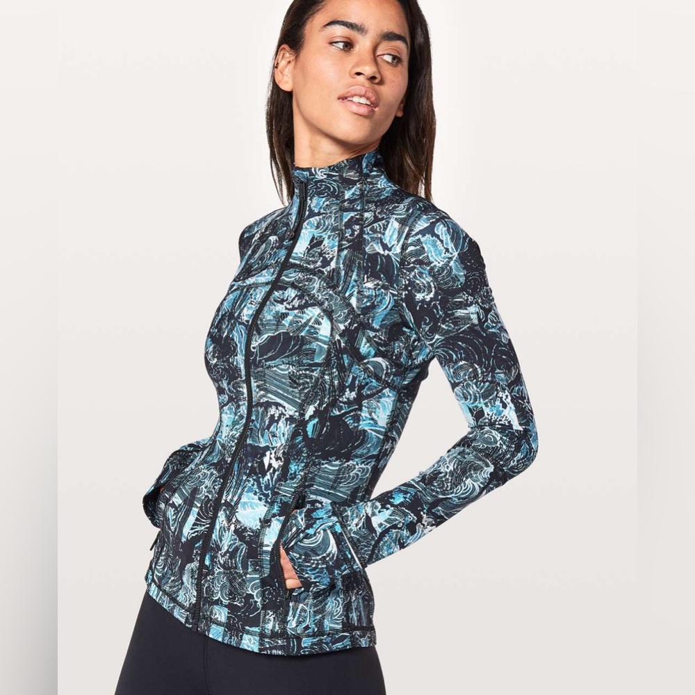 lululemon athletica Black & Teal Patterned Full-Zip Jacket
